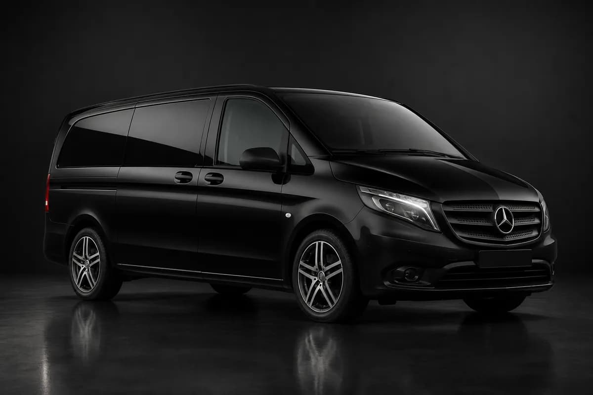 Black Mercedes Vito passenger vehicle