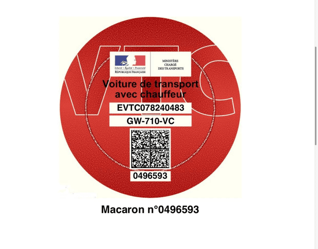 VTC transport licence Paris Velvet Trip — Macaron 0496593
